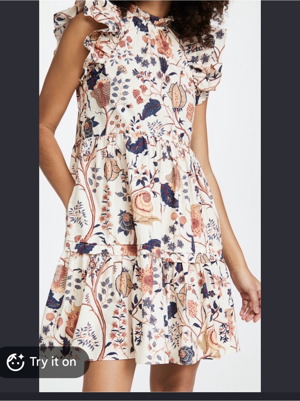 Ulla Johnson Eden Floral Ruffle Tiered Mini Dress - Cream Multi